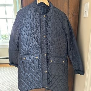 Barbour knee length quilted jacket
